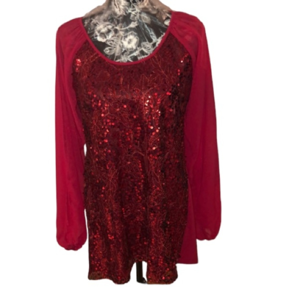 American Glamour size XL ted sequin mini dress long slit balloon sleeves
